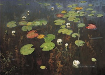 isaac abrahamsz massa Painting - Water lilies Isaac Levitan flowers